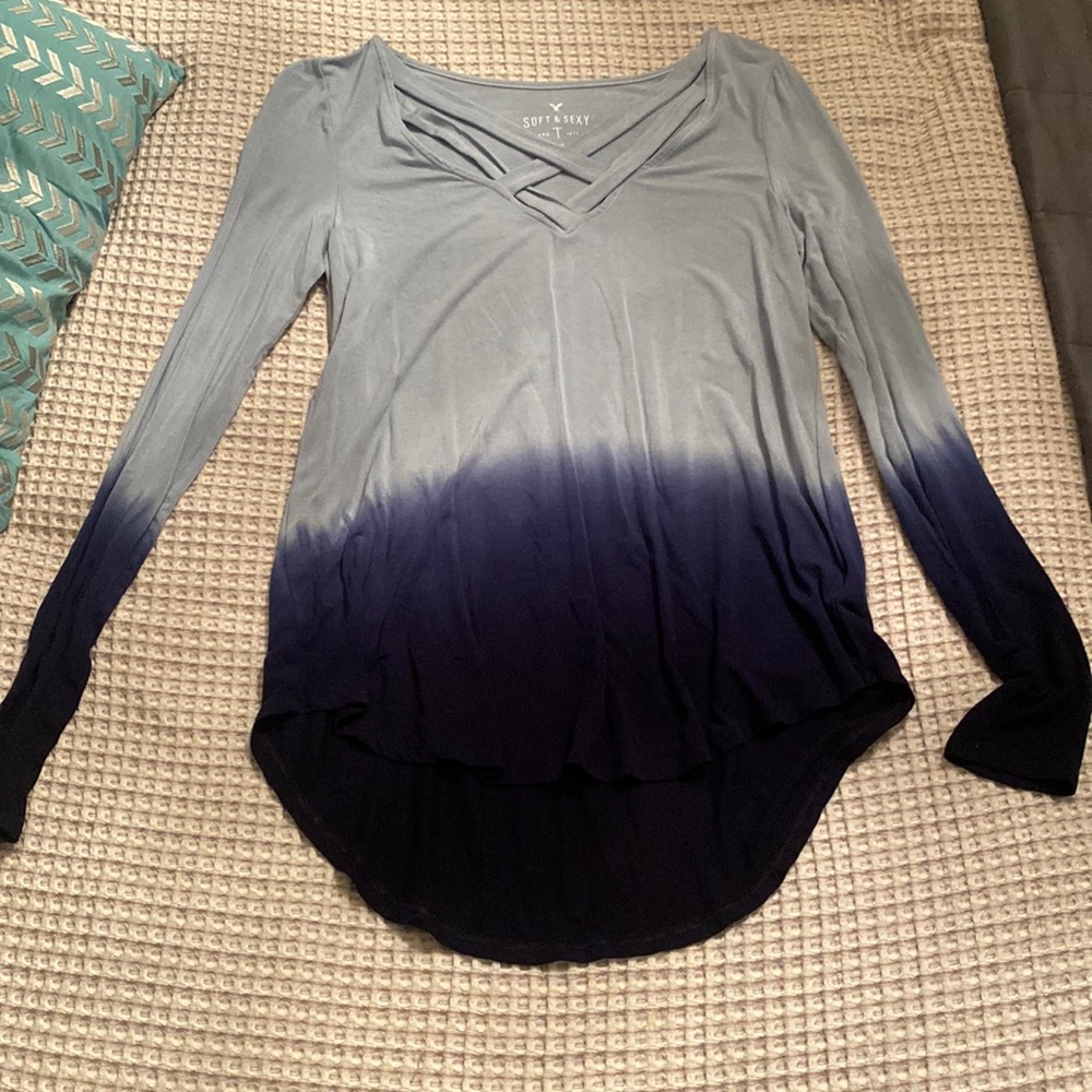 Blue Hombre Long Sleeve Blouse